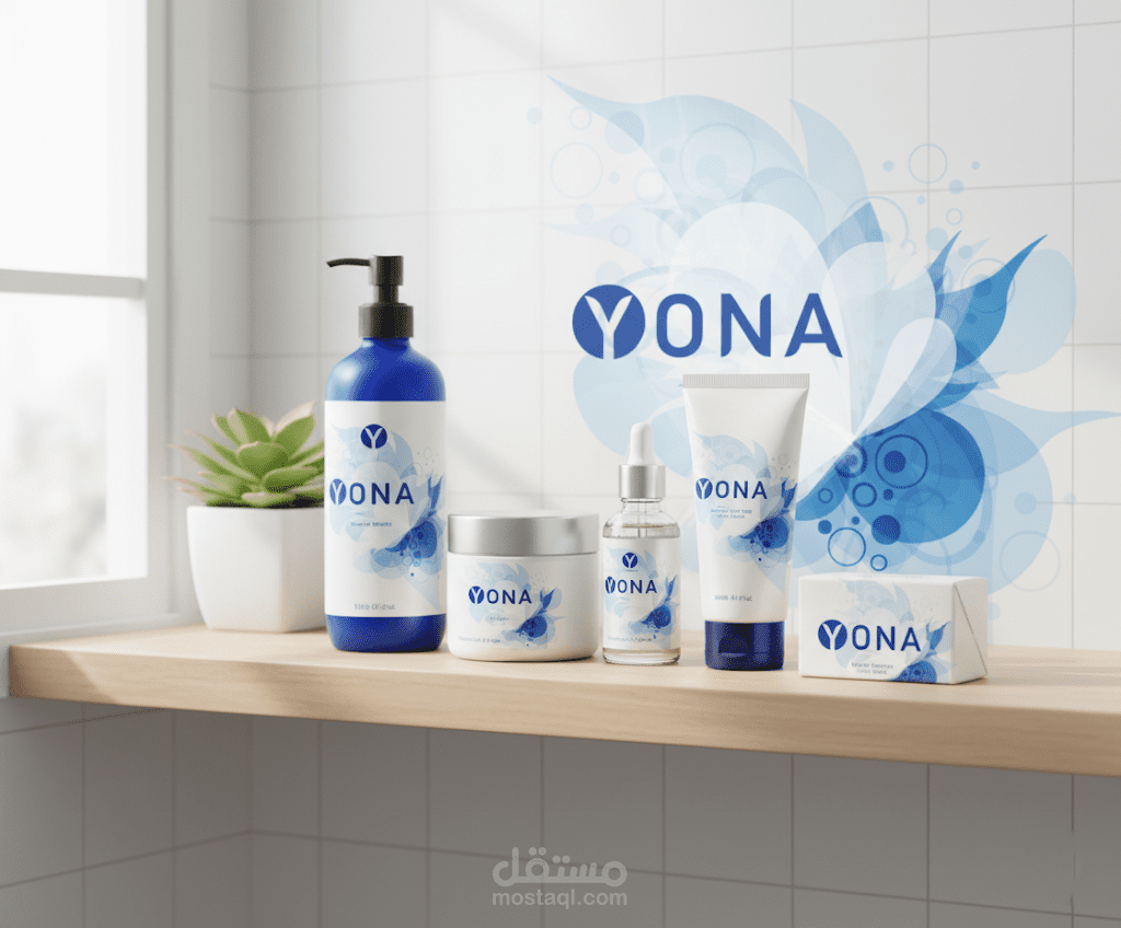 بناء الهوية البصرية وتصميم التغليف المستدام لبراند منتجات العناية الطبيعية "يونا - YONA"