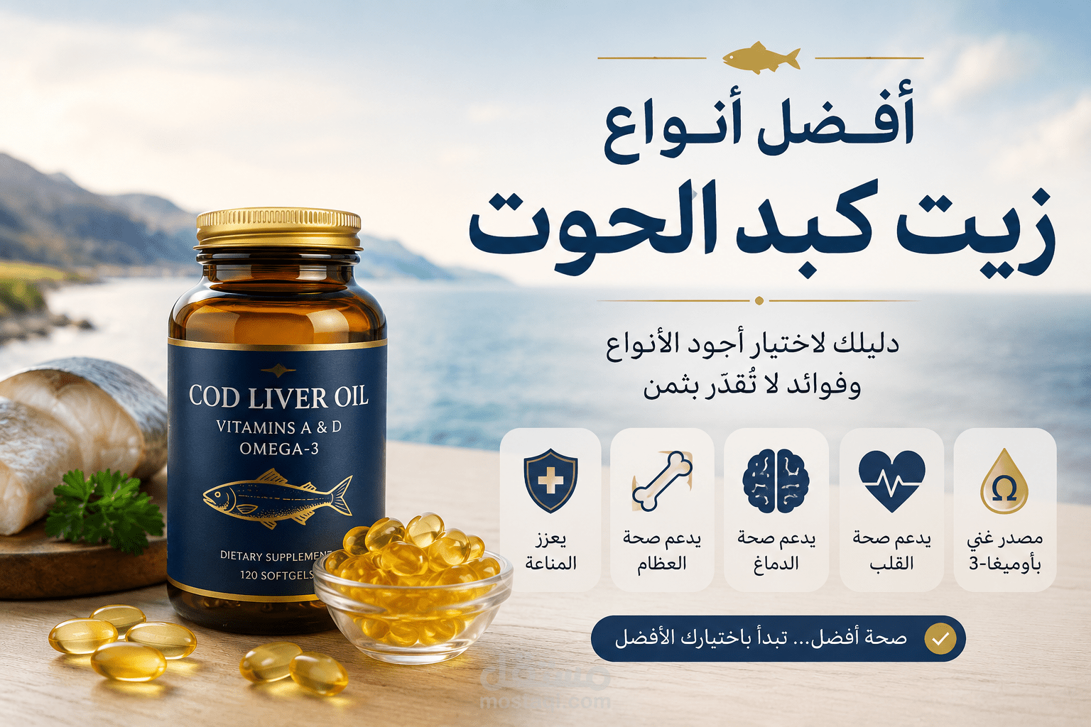 مقال بعنوان أفضل أنواع زيت كبد الحوت