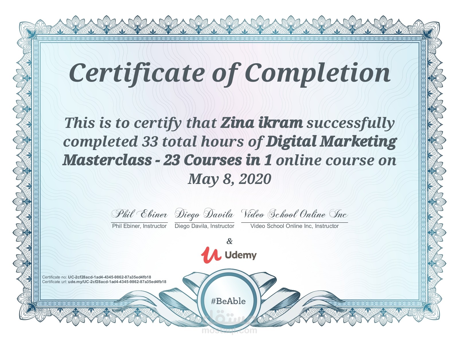 شهادة تسويق الكتروني من يوديمي