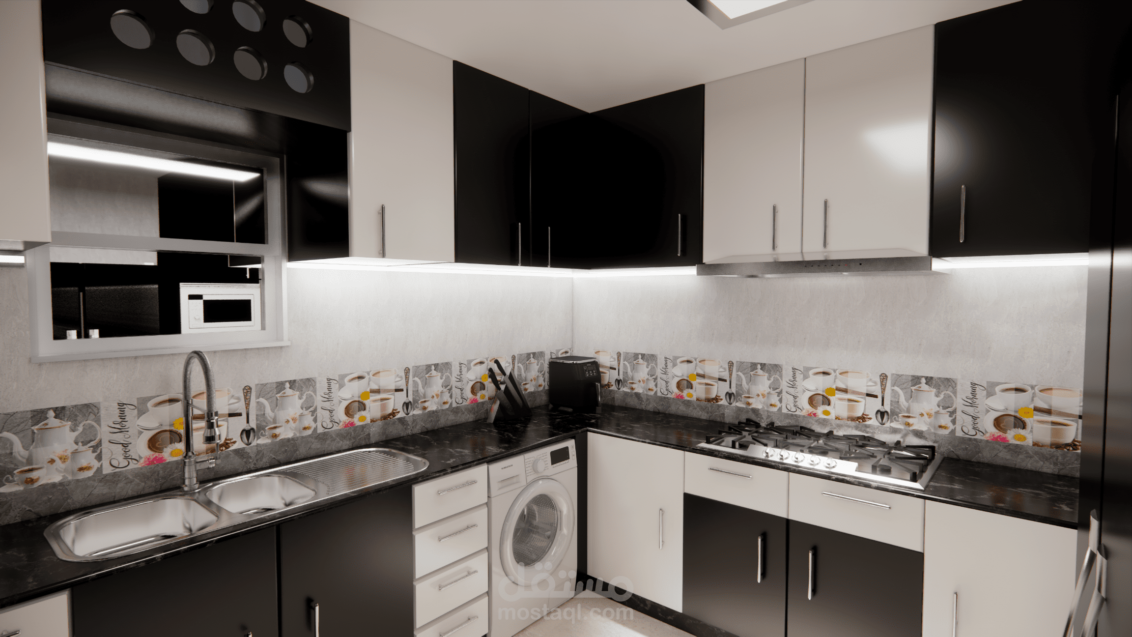 تصميم مطبخ باستخدام برنامج الريفيت و الاظهار باستخدام enscape