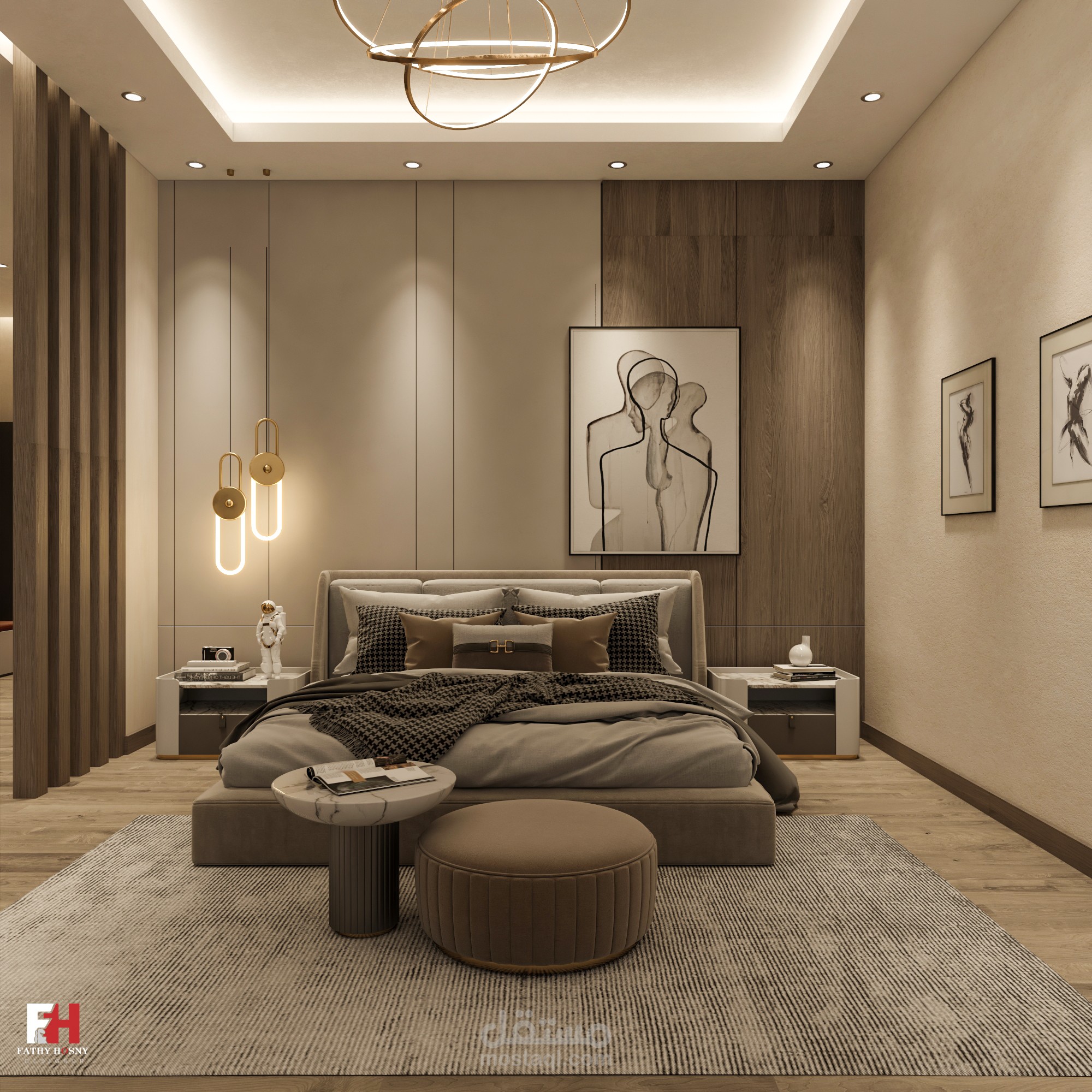 تصميم غرفه نوم ماستر +غرفه ملابس