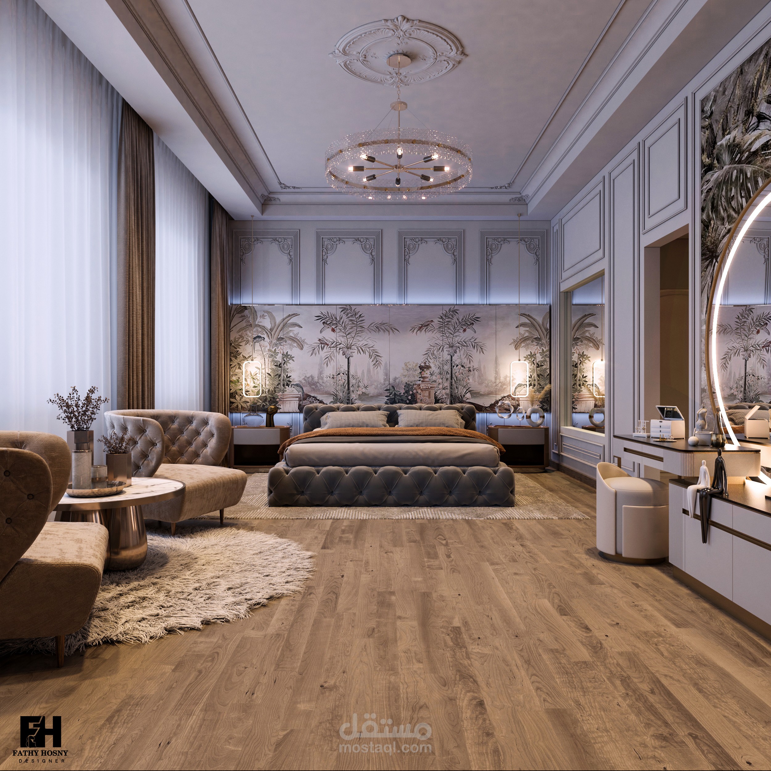 تصميم غرفه نوم ماستر  كامله