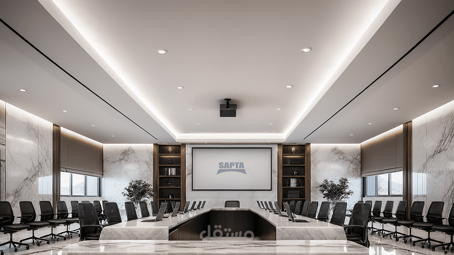 تصميم داخلي لقاعة اجتماعات