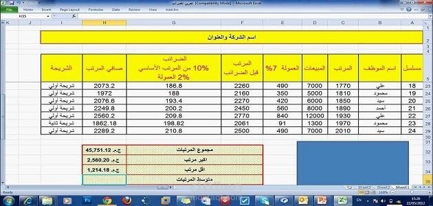 ادخال وتعديل بيانات بواسطة برنامج الاكسل