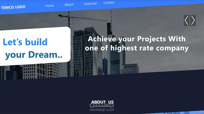 تصميم صفحة هبوط لشركة مقولات temco construction company