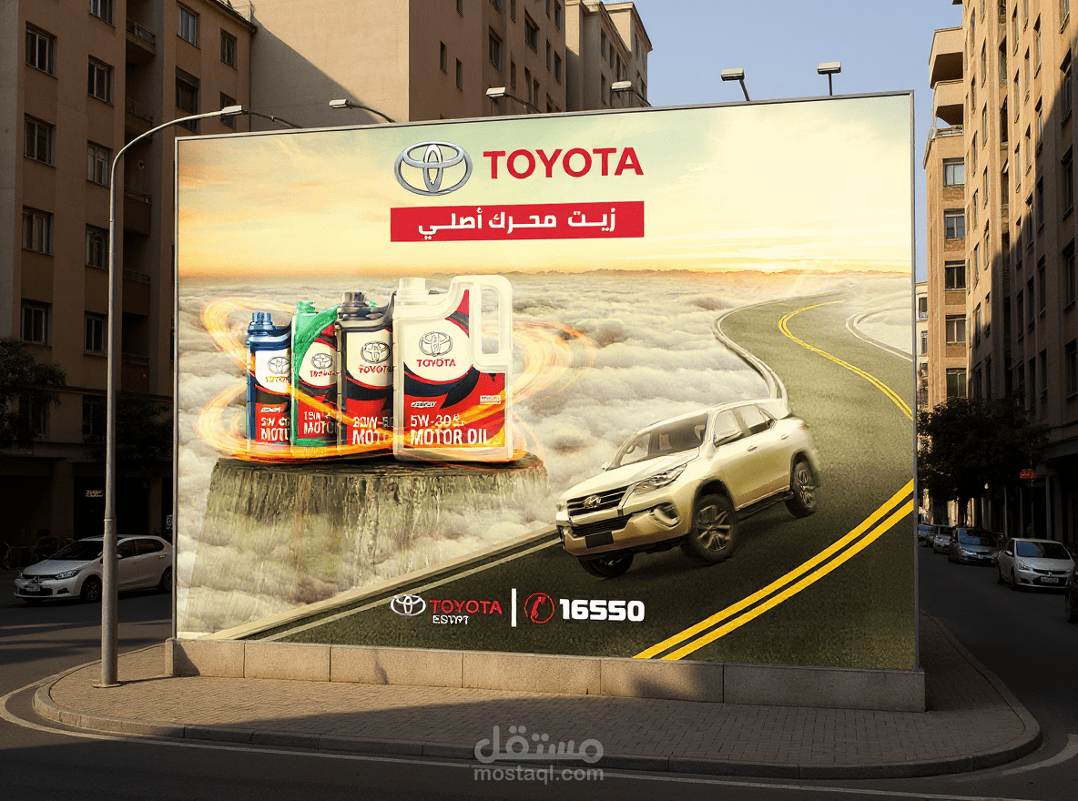 بنر ترويجي لزيوت تويوتا الأصلية