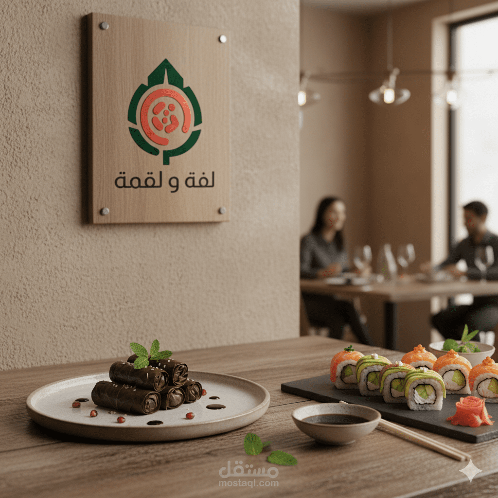 تصميم شعار وهوية مطعم "لفة و لقمة"