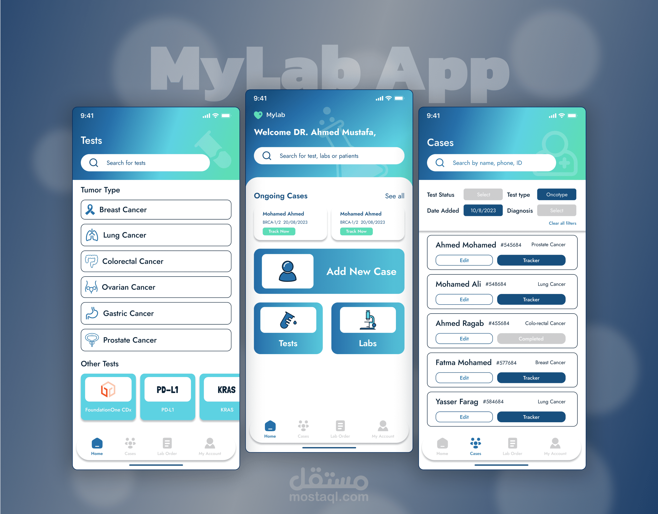 تصميم تطبيق طلب التحاليل للأطباء - MyLab App Design