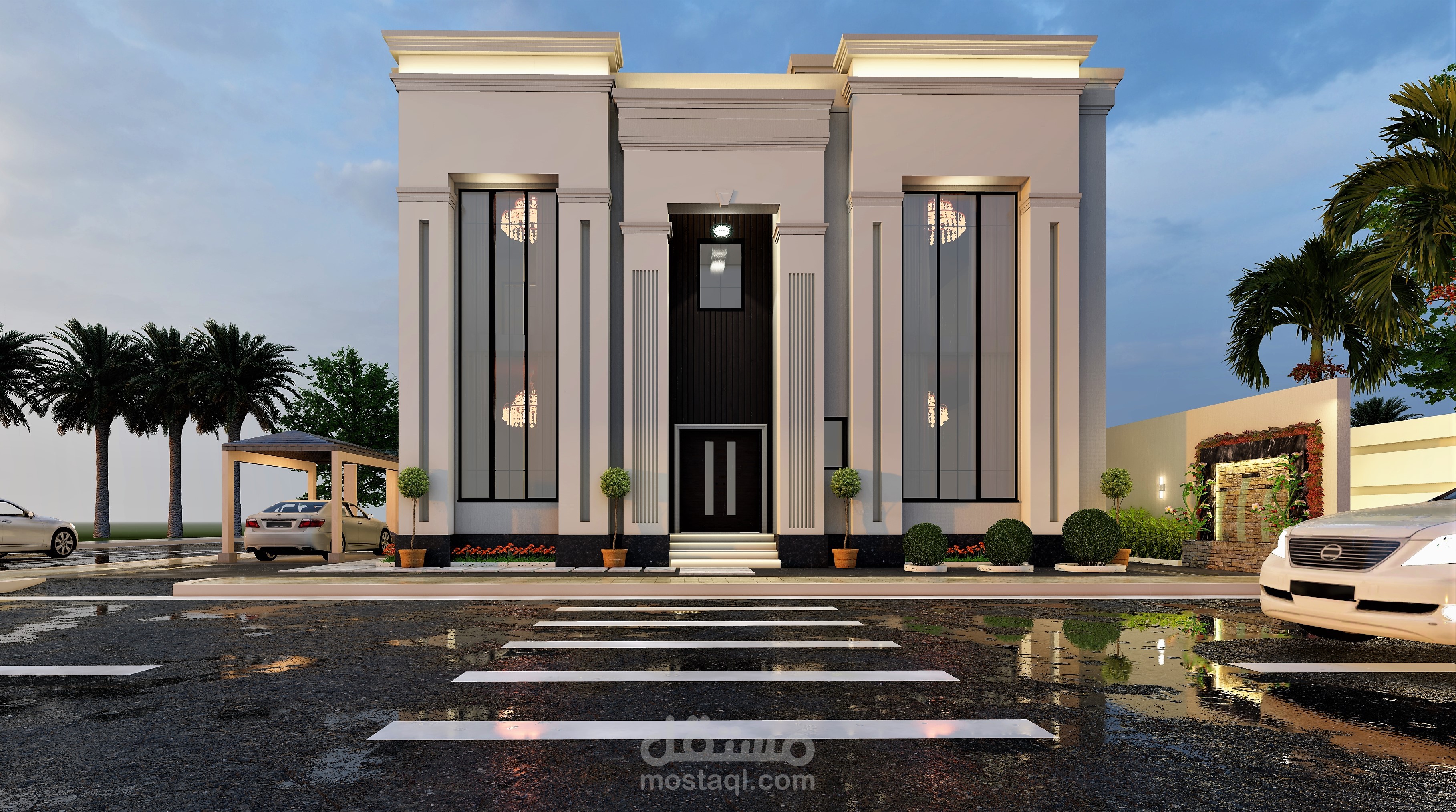 تصميم واجهه لفيلا بالمملكه العربيه السعوديه.