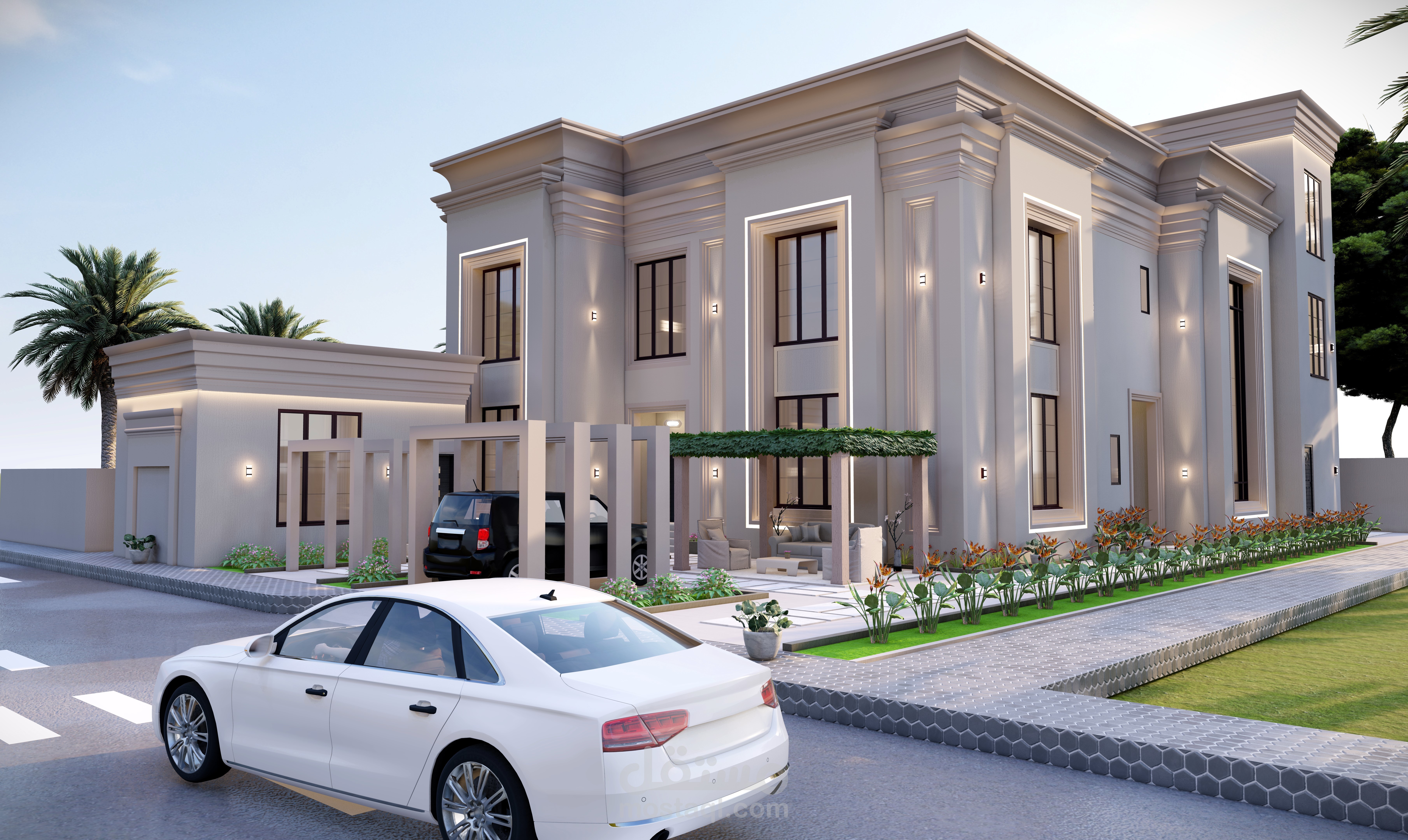 تصميم مسقط افقي2d ووجهات فيلا3d بالسعوديه حسب متطلبات العميل