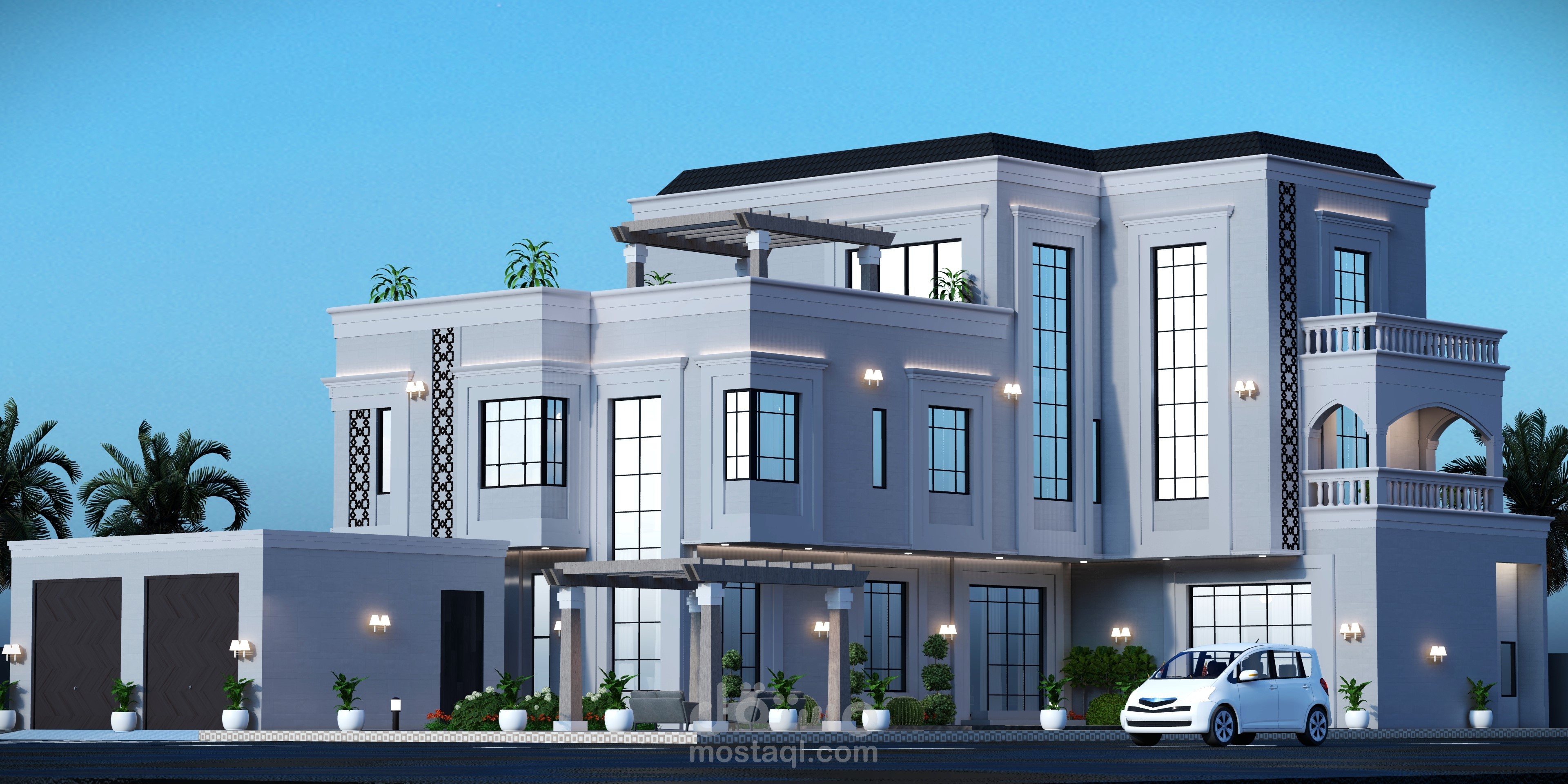 تصميم واجهه فيلا بالسعودية. لصالح شركة الامجاد الهندسية بالسعودية