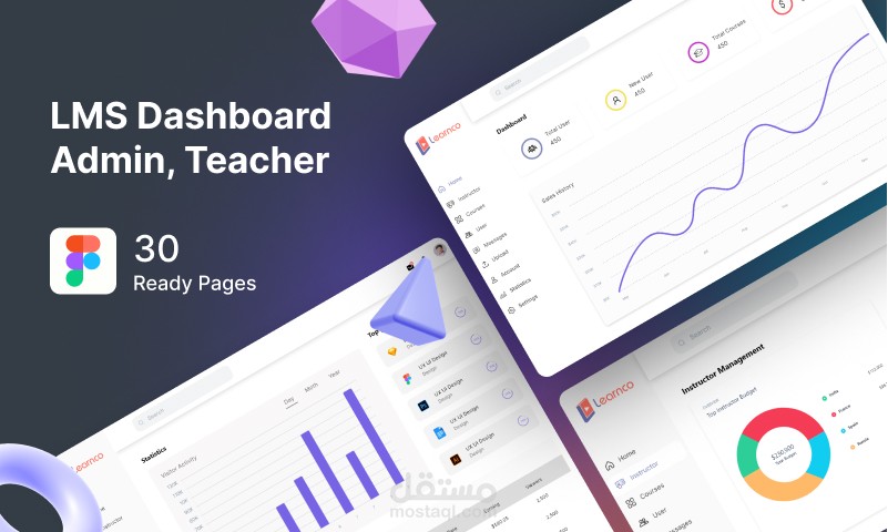 UX UI تصميم لوحة تحكم تعليمية لكل من Admin , Teacher