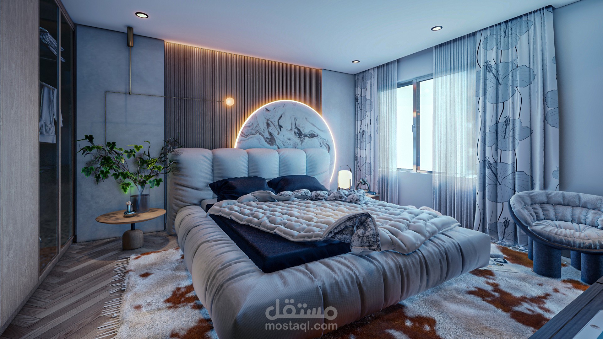 تصميم داخلي لغرفة نوم رئيسية