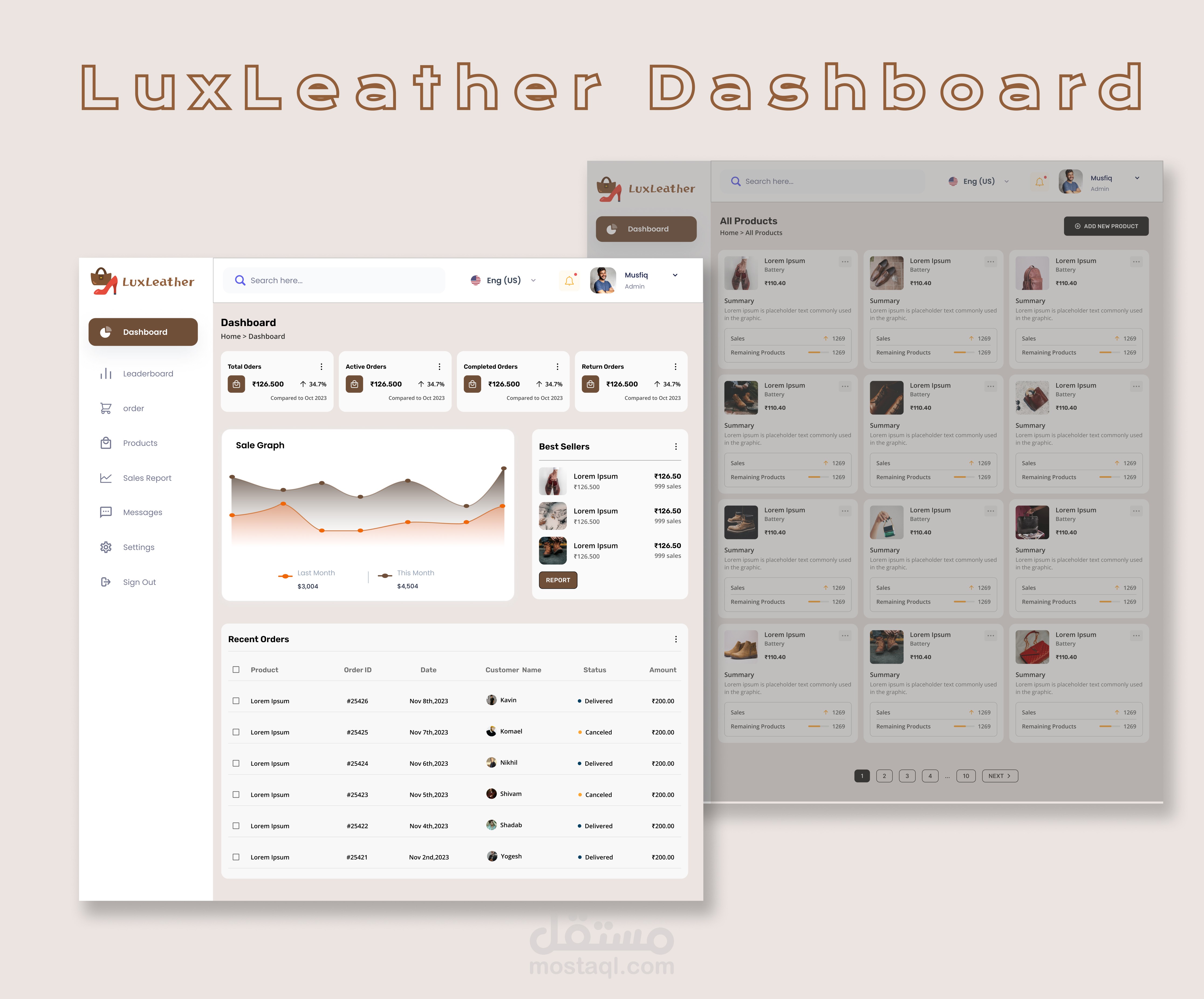 UI / UX Design Lux Leather Dashboard