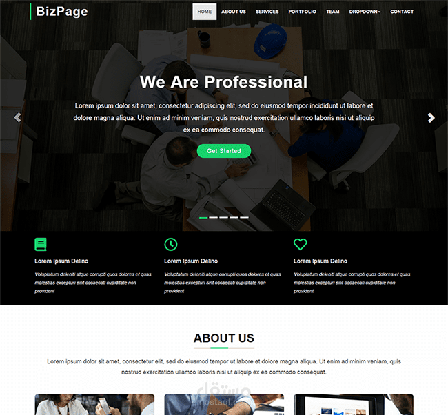 موقع مكون من صفحه واحده bizBage