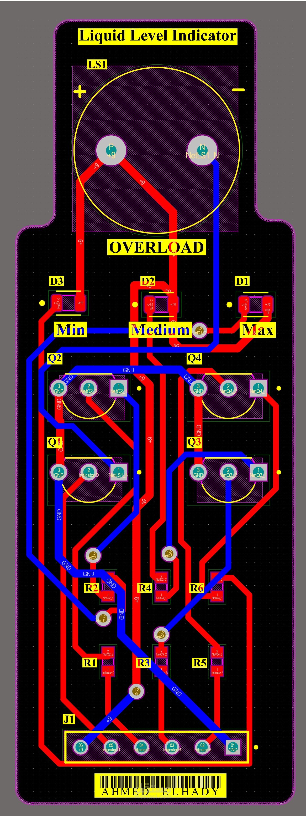 تصميم لوحة اليكترونيه لدائرة حساس مستوى الماء داخل خزان باستخدام برنامج Altium Designer