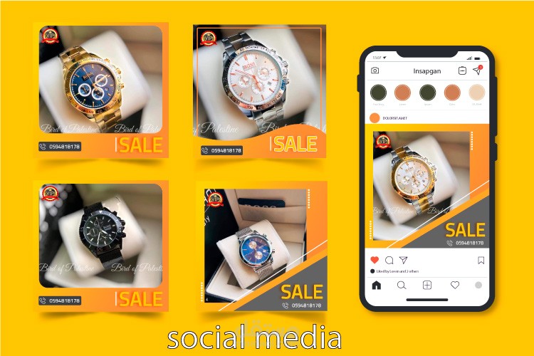 تصميم سوشيال ميديا لمحل ساعات vip