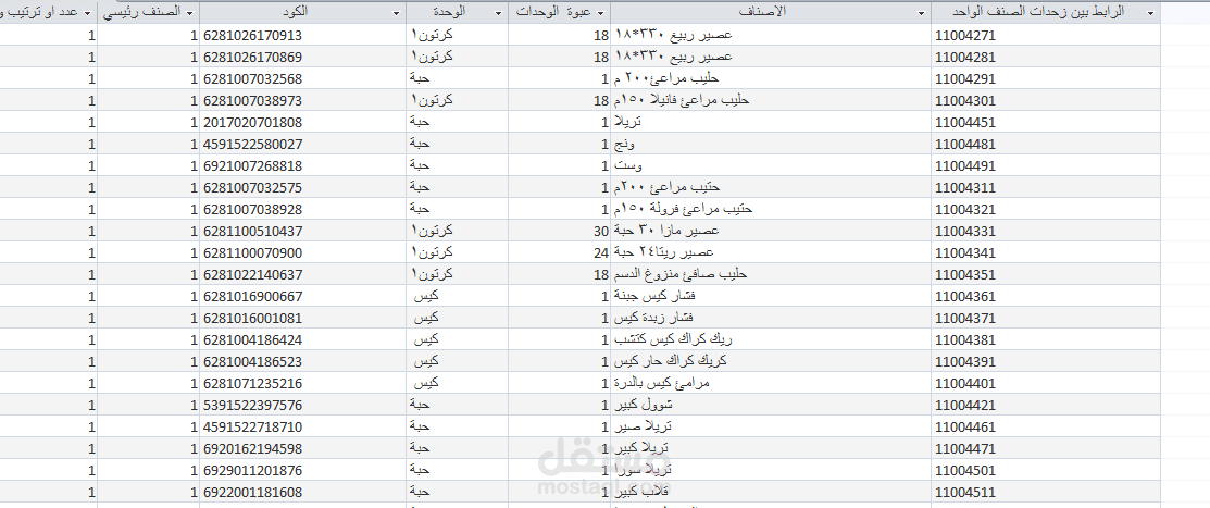ملف إكسل جاهز بأصناف سوبر ماركت حديث