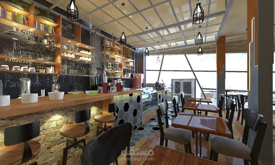 تصميم داخلي+ خارجي كافي شوب Coffee Shop