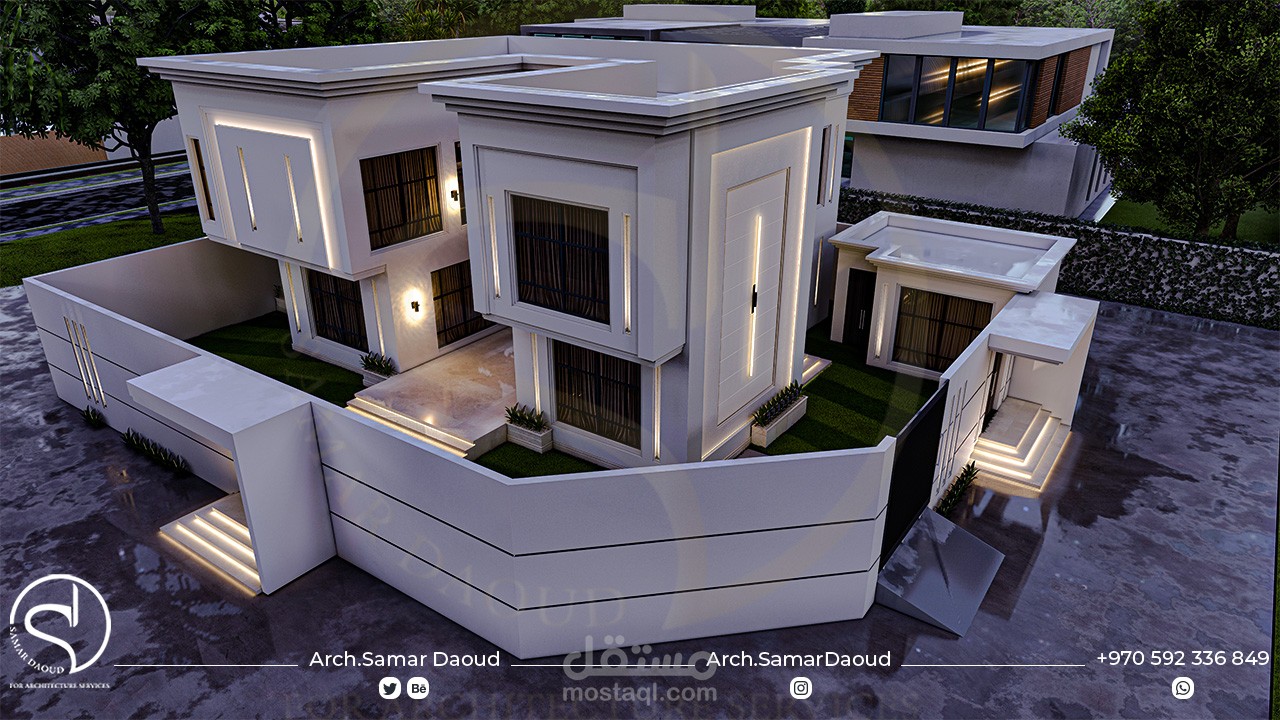 تصميم مخططات كاملة فيلا نيو كلاسيك في السعودية