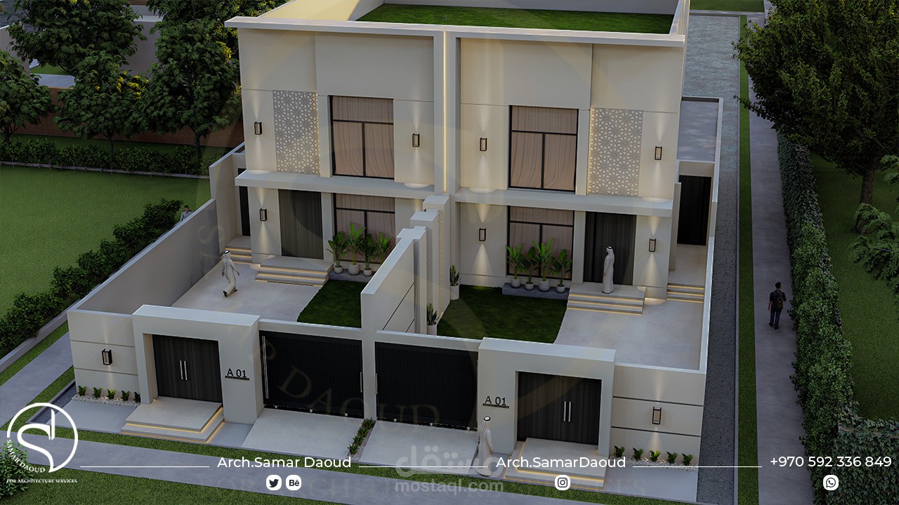 تصميم واجهة فيلا متلاصقة في جدة