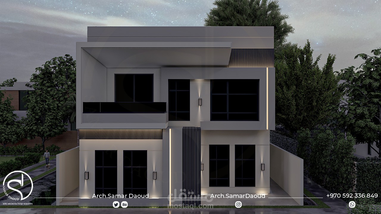 تصميم واجهة فيلا مودرن في دولة الكويت