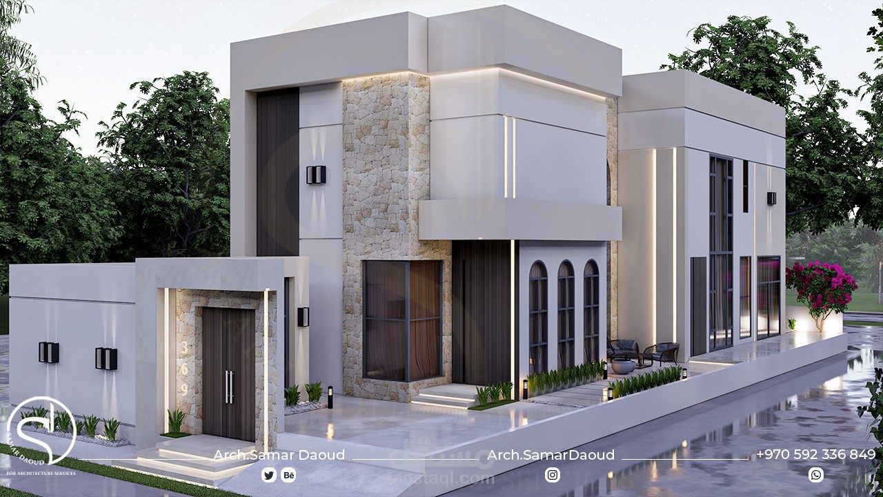 تصميم واجهة فيلا مودرن في الرياض
