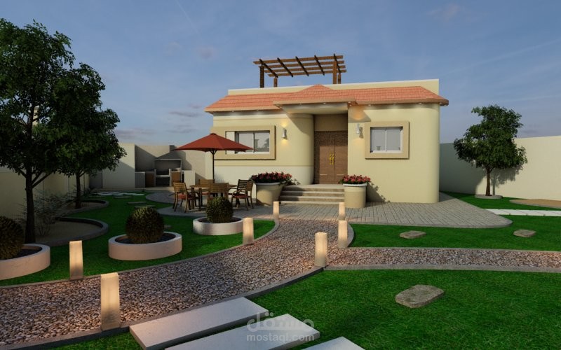 تصميم حديقة لشاليه قائم