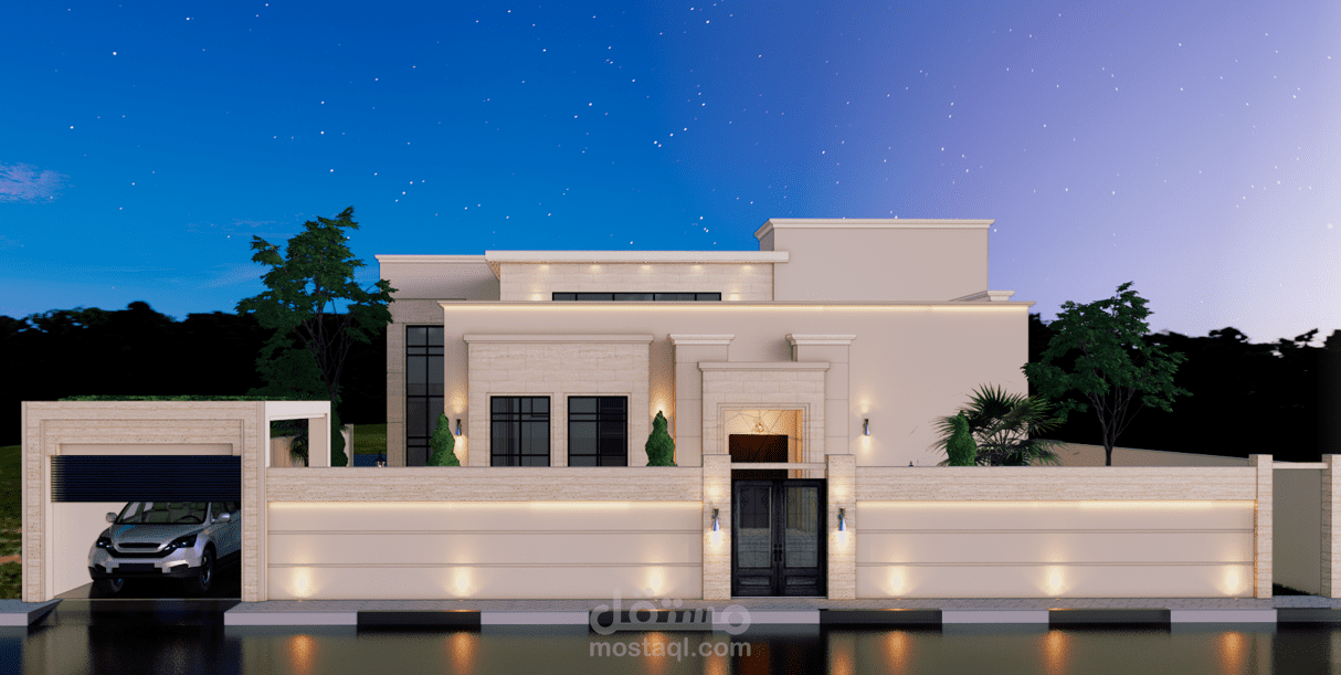 تصميم فلة في السعودية على الطراز النيو كلاسيك