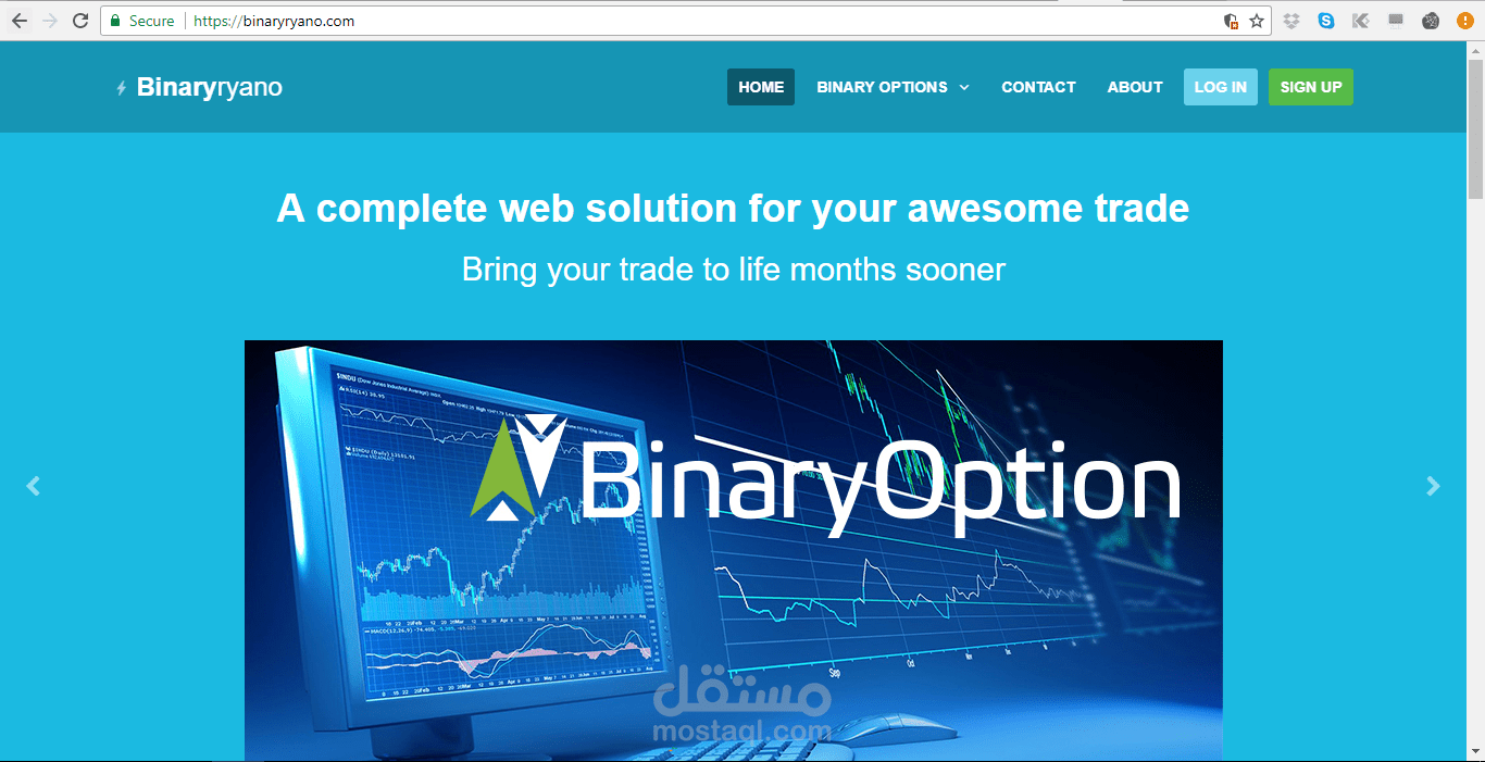 موقع ويب لأغراض تقديم خدمة Binary Option ف تجارة الأسهم والعملات MT4