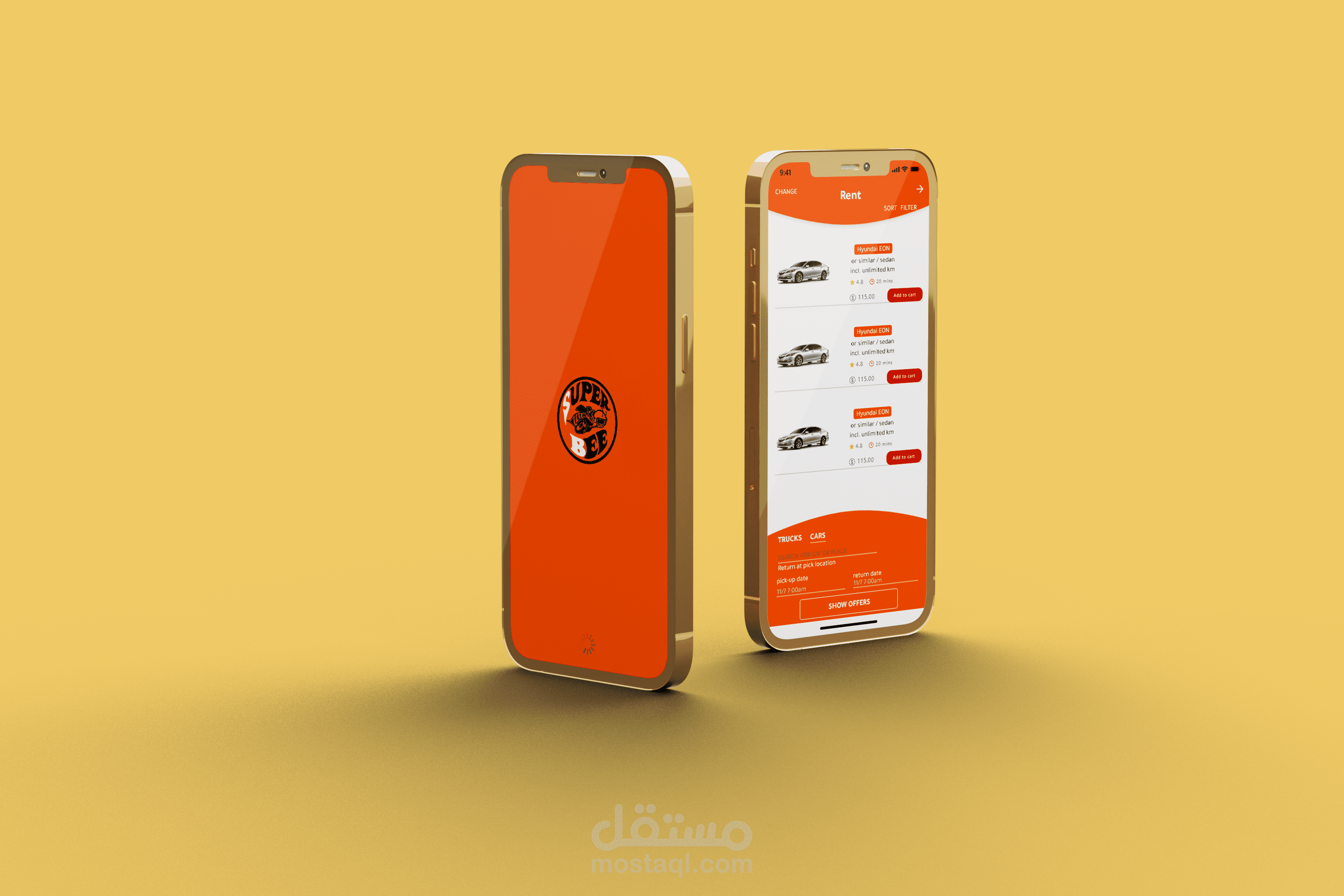 تصميم تجربة مستخدم UX و تصميم واجهة المستخدم UI باستخدام ادوبي اكس دي Adobe XD تطبيق تأجير سيارات