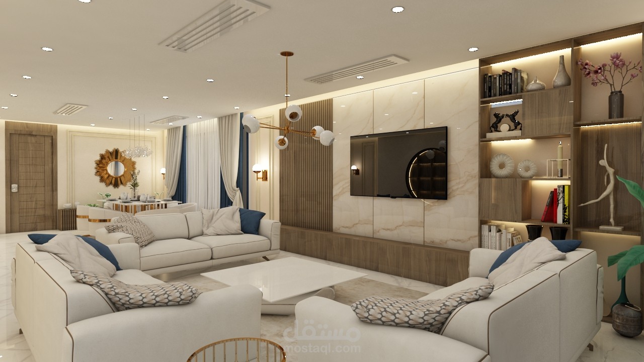 تصميم داخلي لصالة معيشة