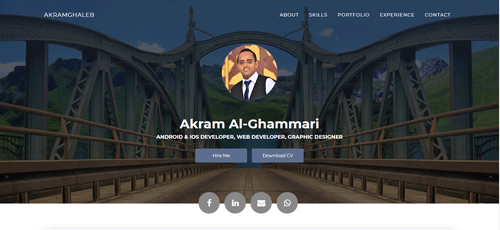 موقع تعريفي يحتوي على سيرة ذاتية CV ومعرض للاعمال