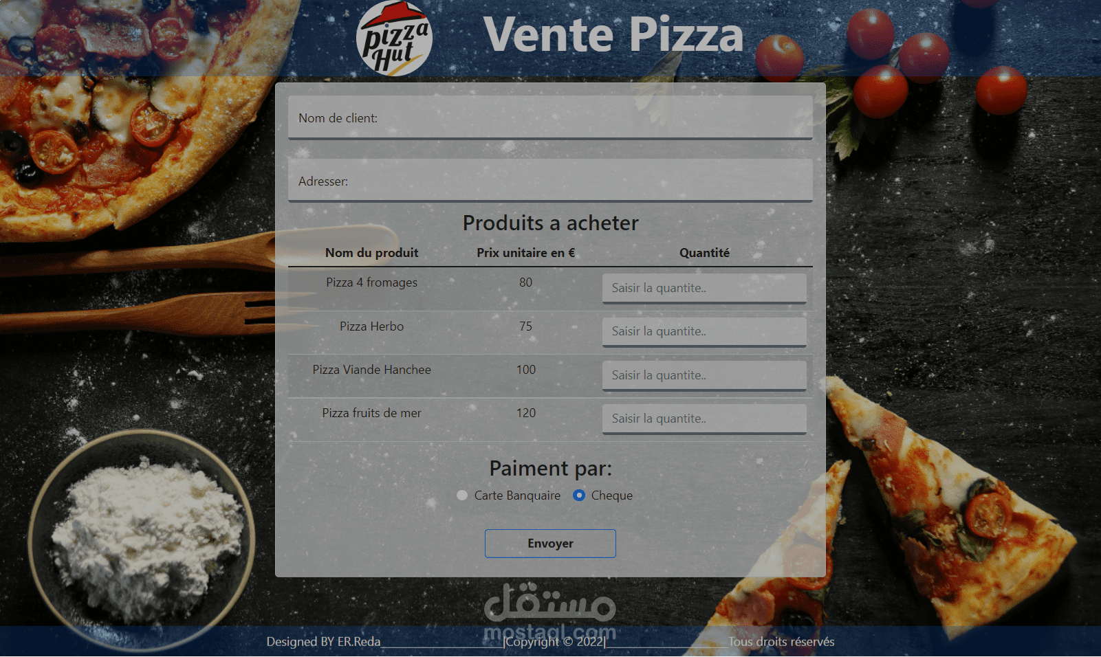 صفحة لتنفيد الطلبية