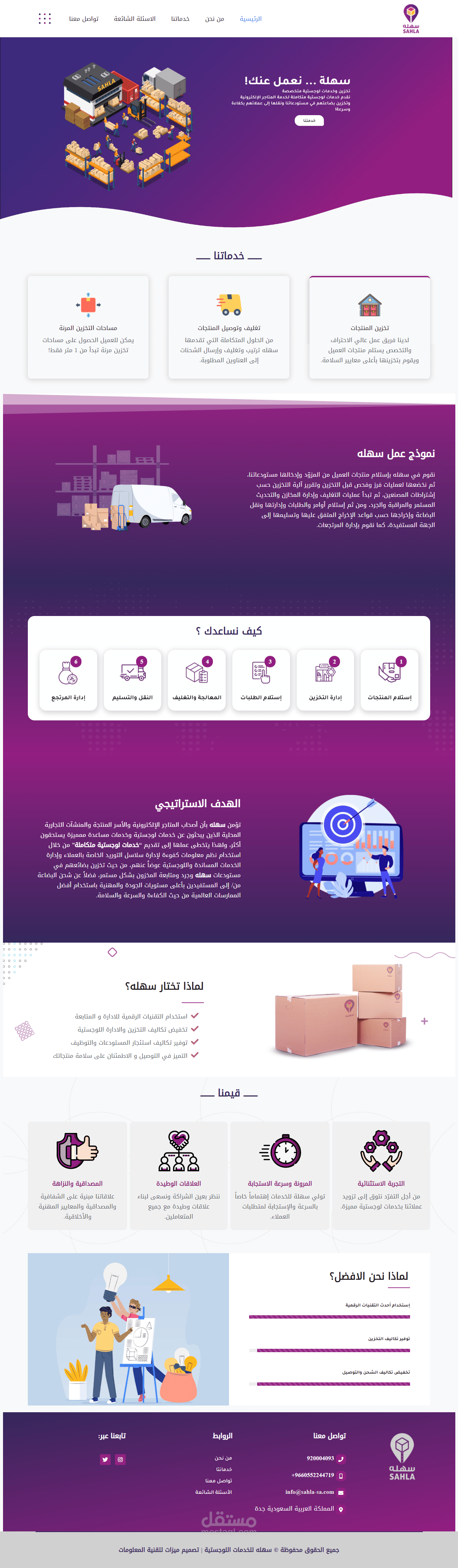 تصميم موقع الكتروني لشركة  سهله للخدمات اللوجيستية