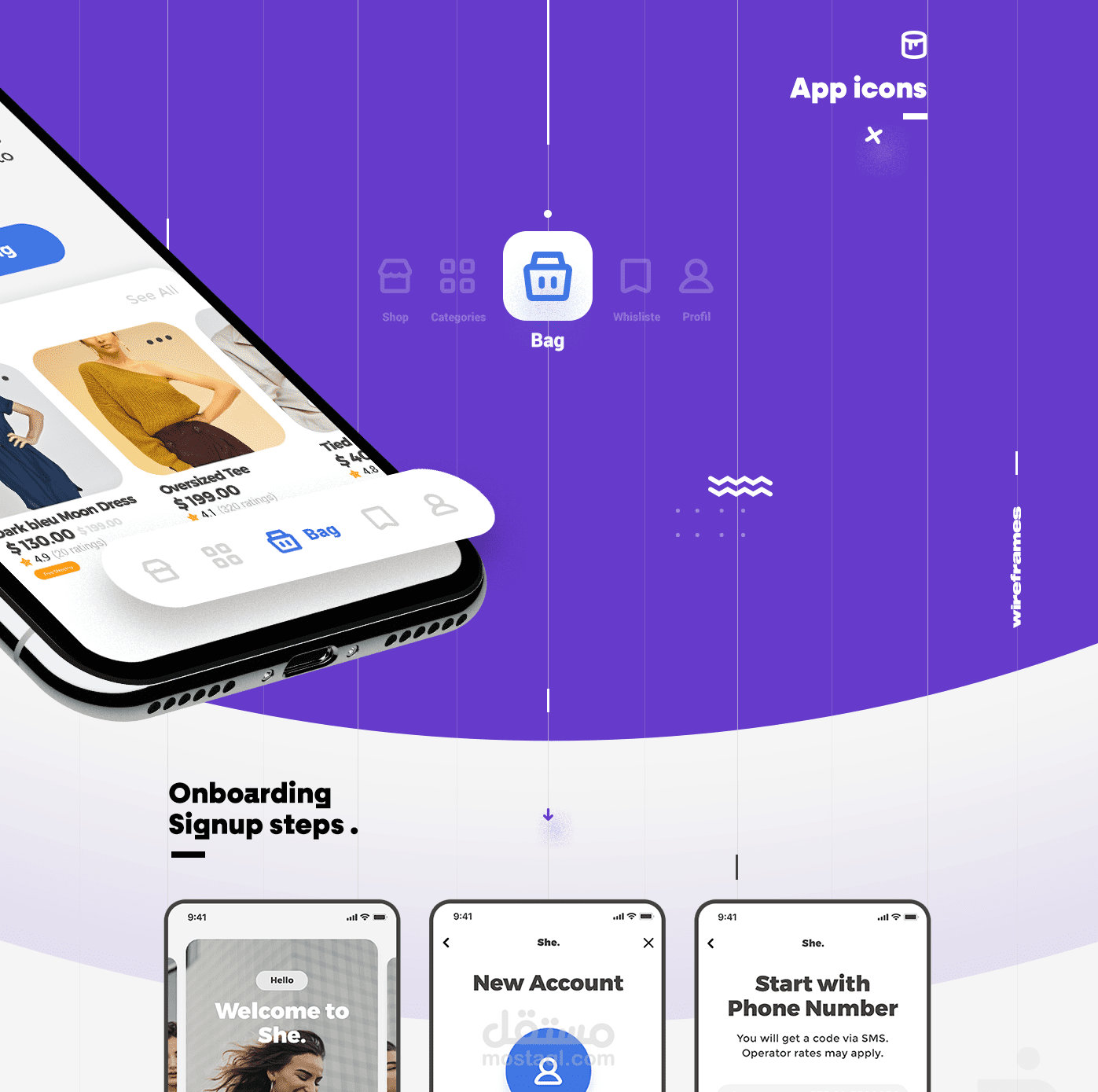 E-commerce shopping app ui kit - she