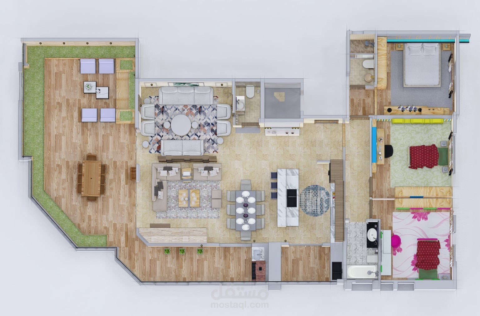 تصميم داخلي لشقة سكنية(روف)