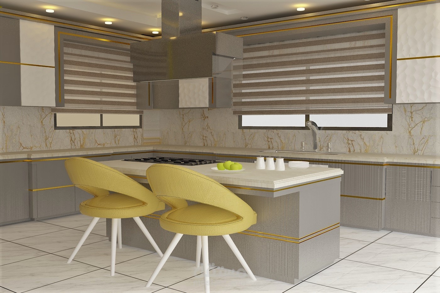 تصميم داخلي مفتوح على صالة و غرفة طعام