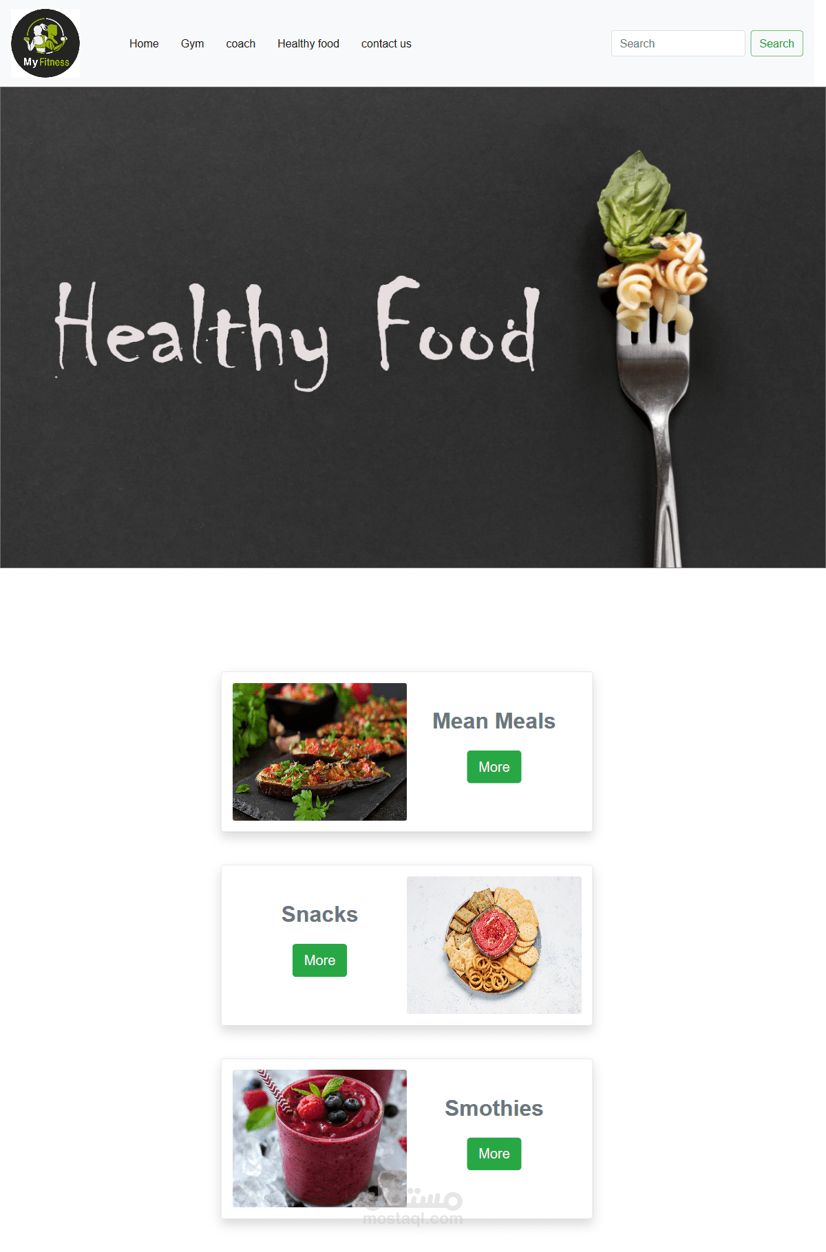 healthy food simple website