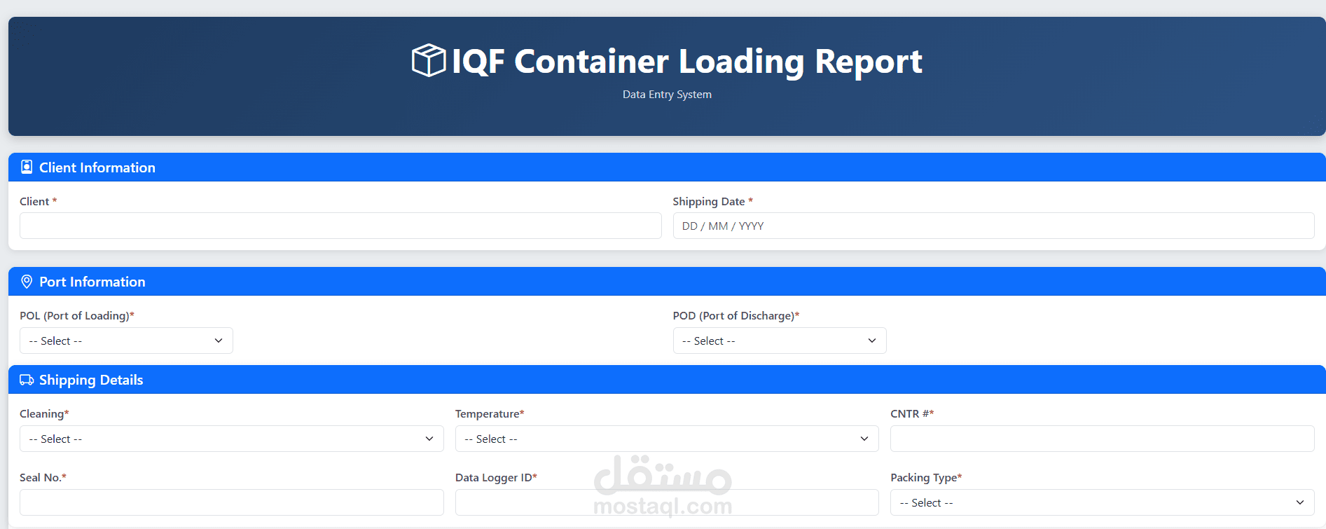 IQF Container Loading Report