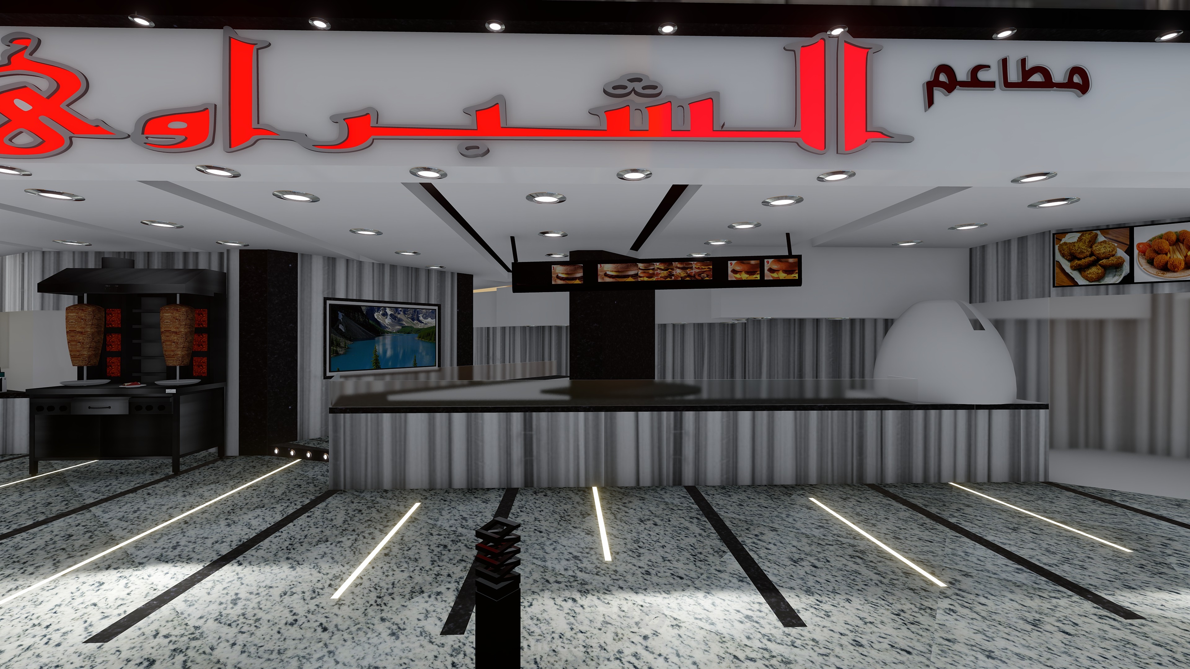 تصميم واجهة خارجي لمطعم