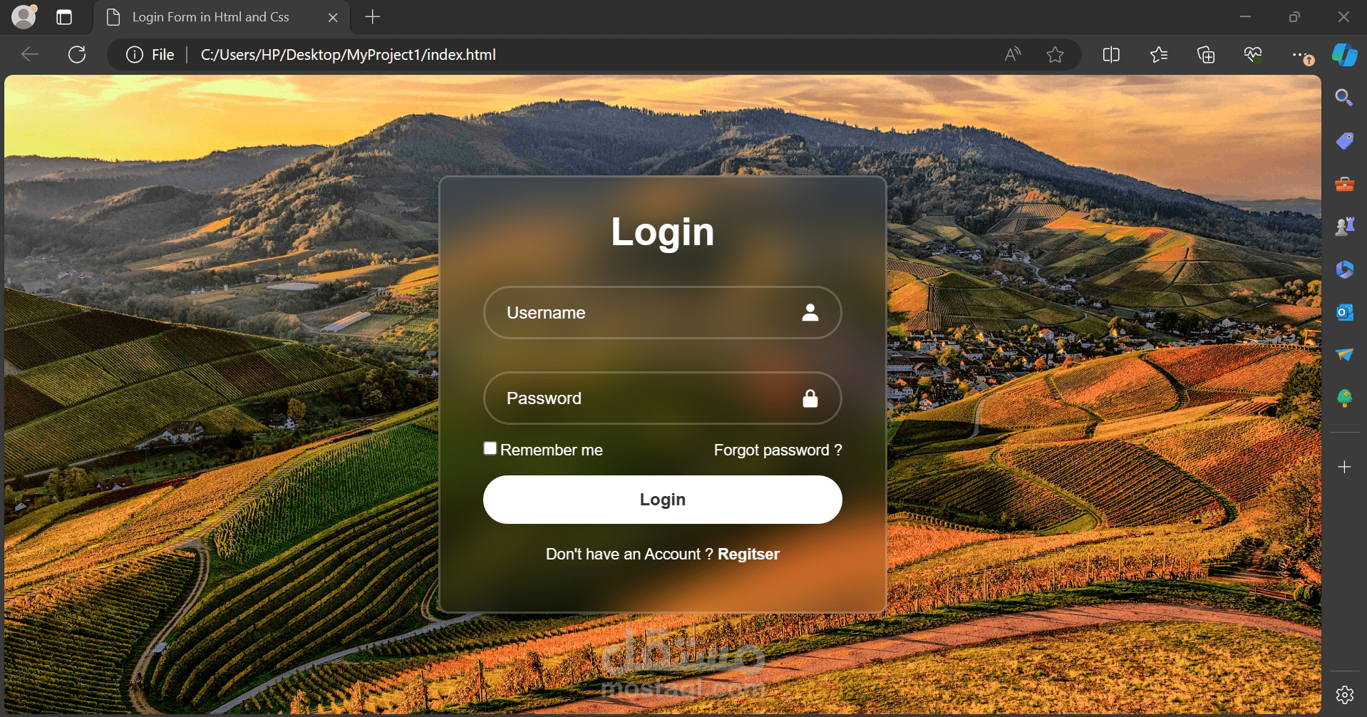 قالب شاشة الدخول