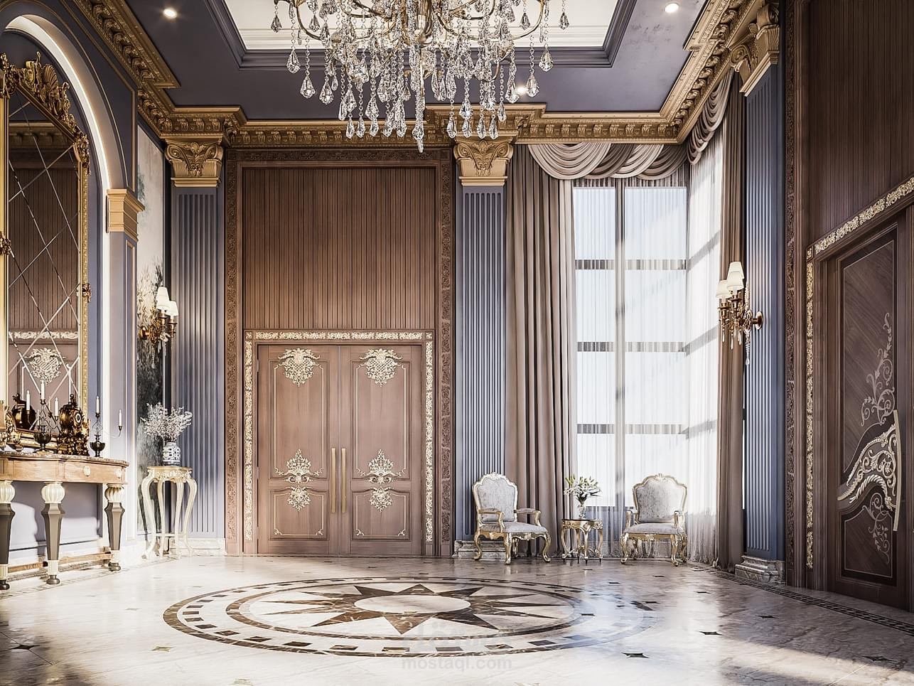 تصميم مدخل فيلا كلاسيك