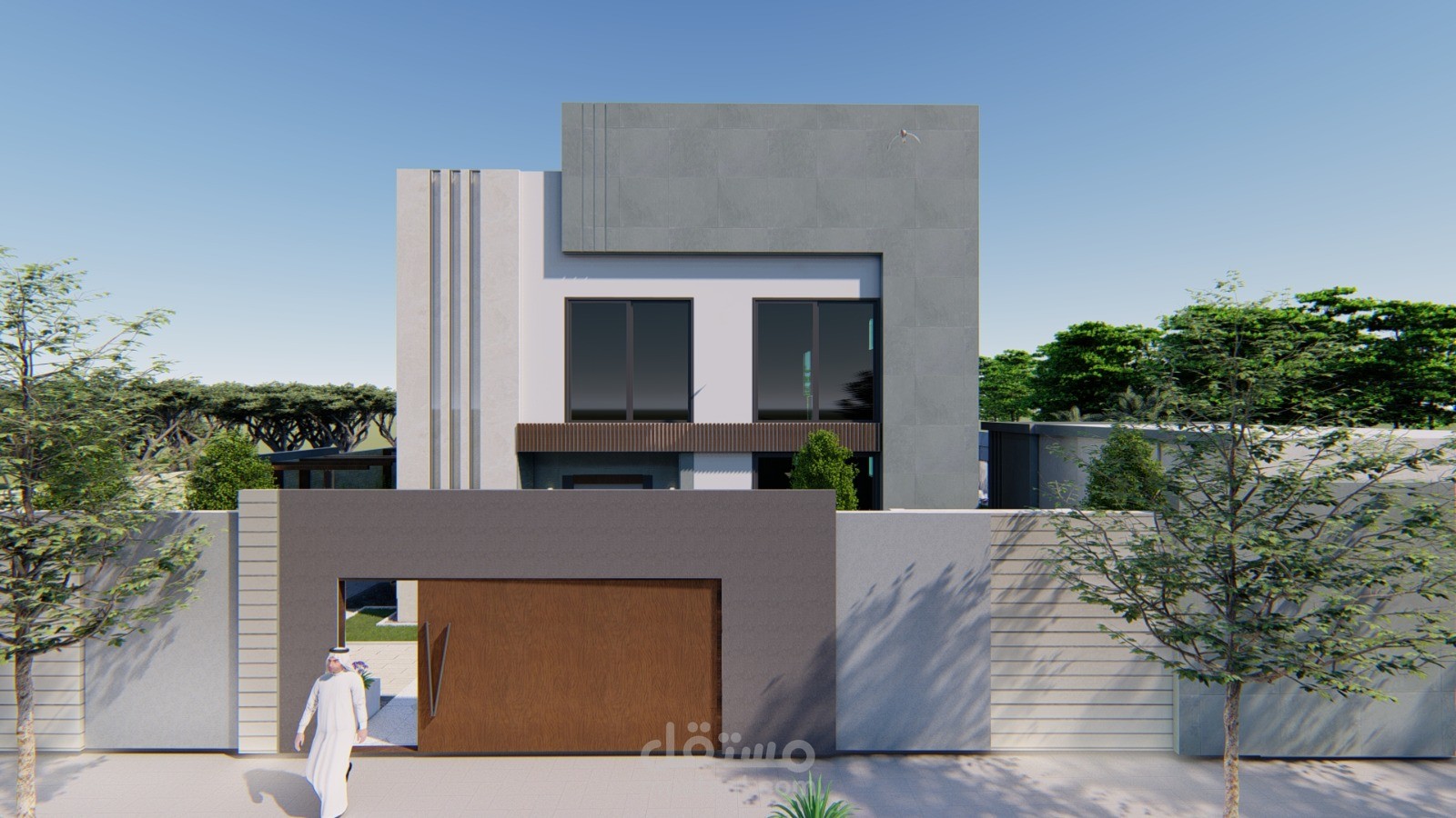 واجهة فيلا مع لاندسكيب خارجي