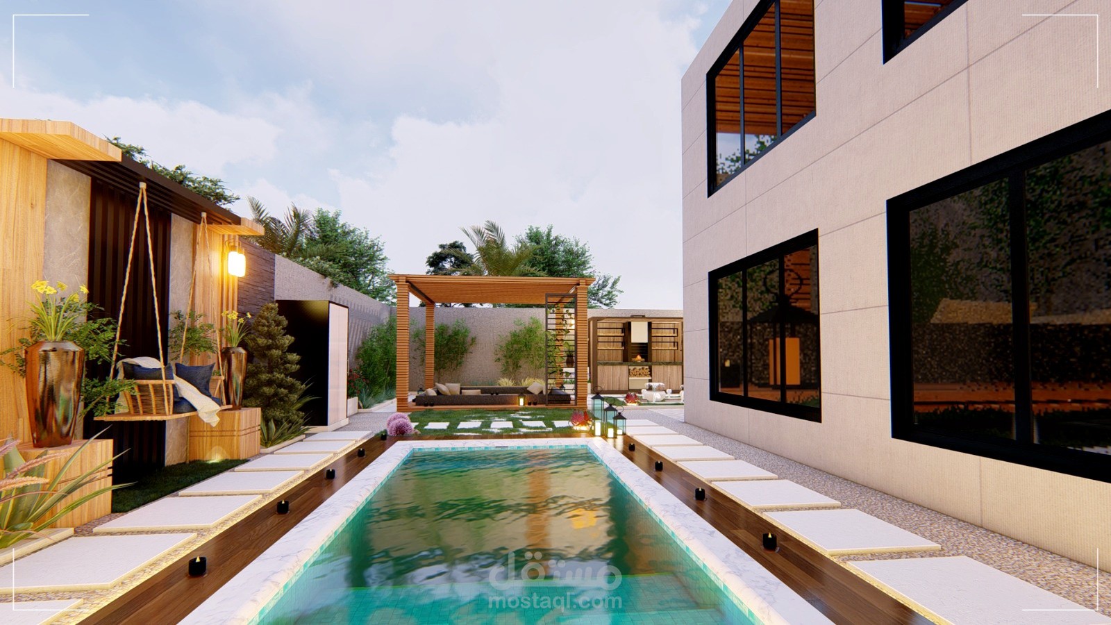 تصميم الحديقة الخارجية لفيلا