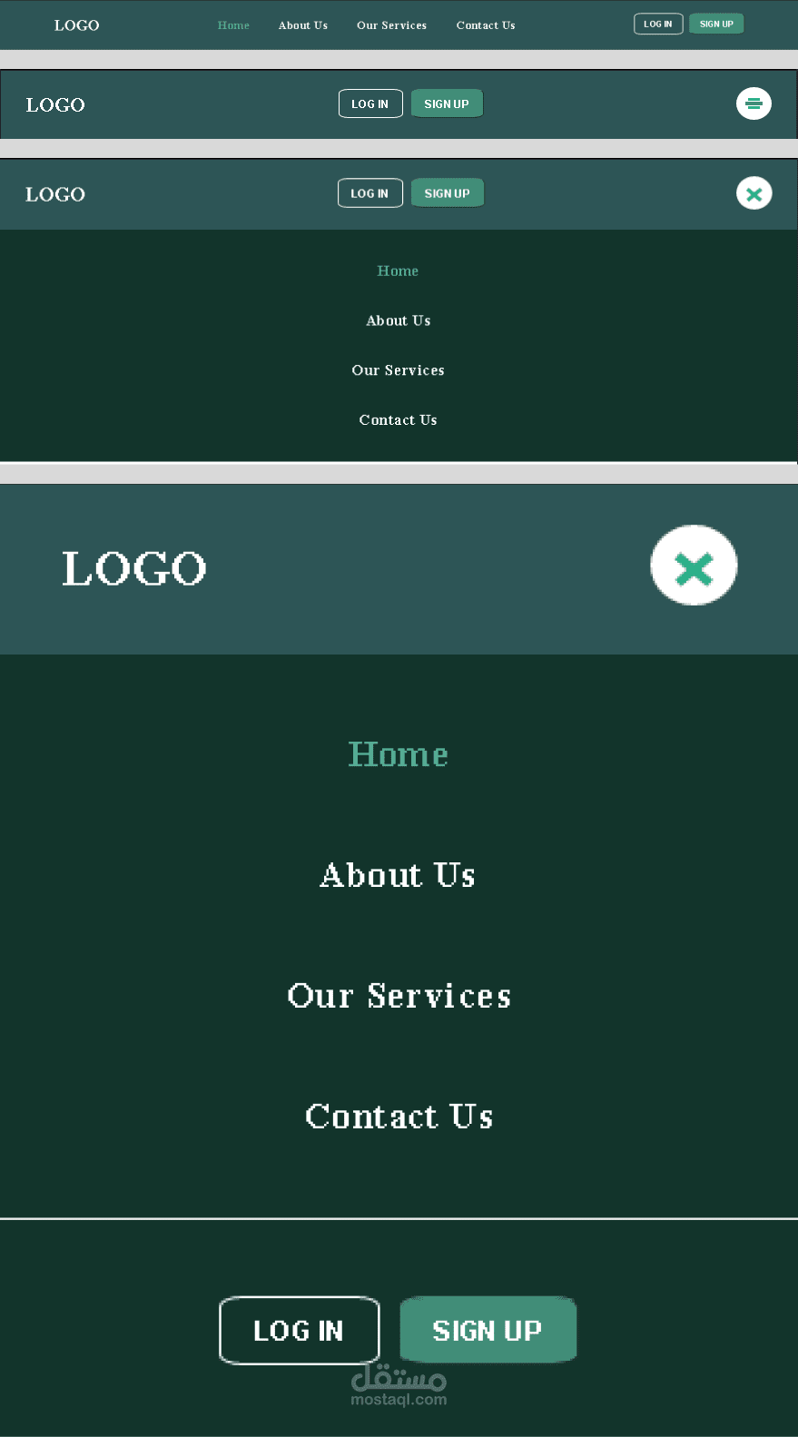 navbar responsive by js