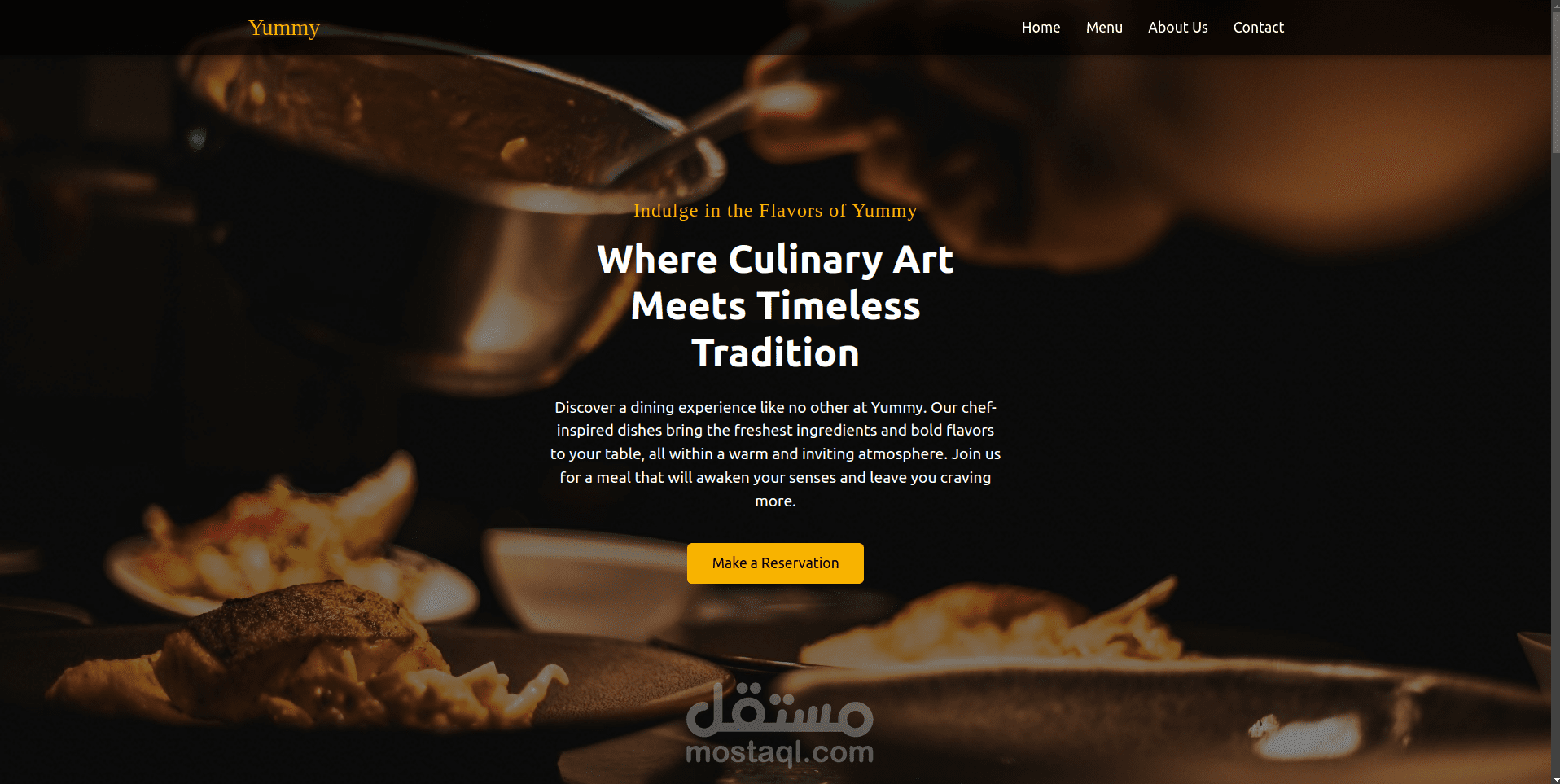 تصميم صفحة هبوط لمطعم Yummy