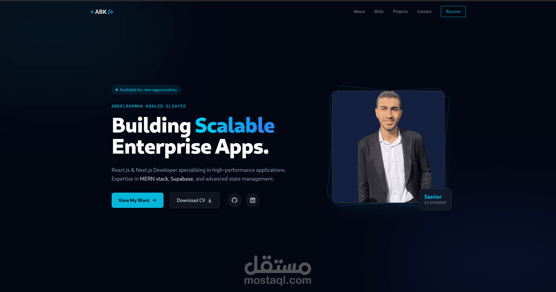 تطوير موقع شخصي احترافي (Portfolio) باستخدام Next.js و Tailwind CSS