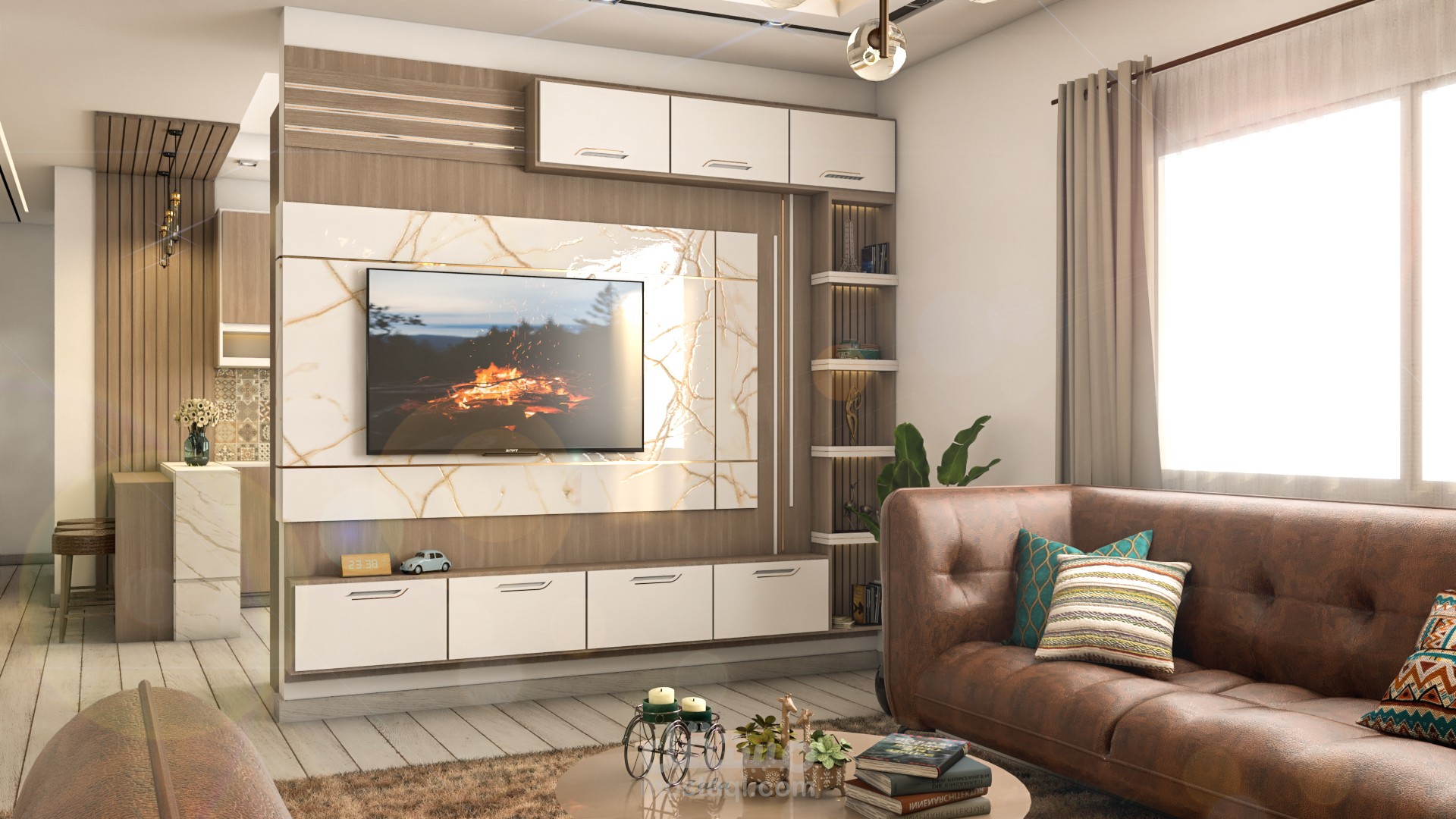 تصميم غرفة طعام ومعيشة - Living & Dinning Room