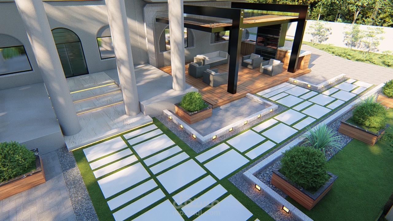 تصميم حديقة فيلا خارجية مميزة